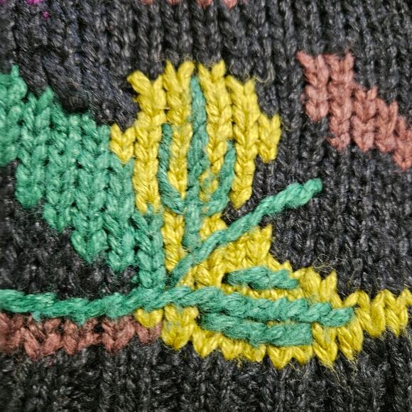 Palm Springs Yacht Club Knit Sweater Chunky Black Floral Pullover Grannycore - Picture 4 of 13